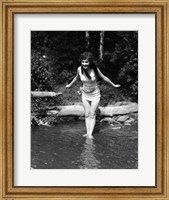 Framed 1920s Long-Haired Woman In Bathing Suit