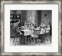Framed 1930s Family Of 6 Sitting At The Table