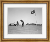 Framed 1960s Man Playing Golf Putting