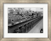 Framed 1950s 1960s Interior Of Lunch Counter