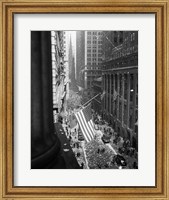 Framed 1940s 1945 Aerial View Of Ve Day Celebration In Nyc