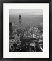 Framed 1960s Night View Manhattan Empire State Building