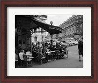 Framed 1960s Patrons At Cafe De La Paix Sidewalk Cafe In Paris?
