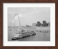 Framed 1960s St. Louis Missouri Gateway Arch Skyline