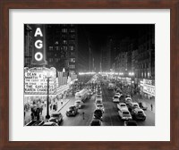 Framed 1950s 1953 Night Scene Of Chicago State Street