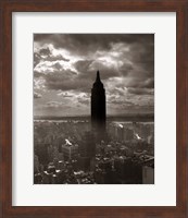 Framed 1930s 1940s Empire State Building Silhouetted In Nyc