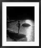 Framed 1920s Sunset Silhouette Of Anonymous Woman