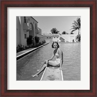 Framed 1930s Woman On Pool Diving Board