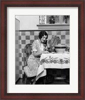 Framed 1920s Woman Sitting At Kitchen Table