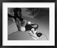 Framed 1960s Teenage Girl Lying On Floor