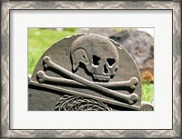 Framed Skull And Crossbones Carved On Tombstone