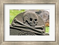 Framed Skull And Crossbones Carved On Tombstone