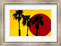 Framed 1990S 3 Silhouetted Palm Trees