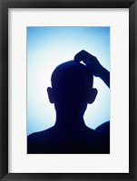 Framed 1990S Silhouette Bald Man Scratching His Head