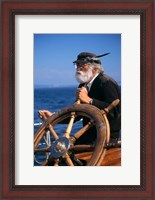 Framed 1990S Bearded Man At Wheel Of Ship