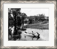 Framed 1930s 1940s Pair Of Boys In Rowboat