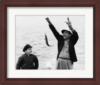 Framed 1950s 1960s Boy Fishing With Father Or Grandfather
