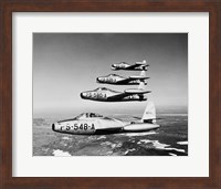 Framed 1950s Four Us Air Force F-84 Thunderjet Fighter