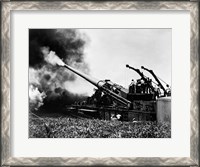 Framed 1940s WWII Big Artillery Railroad Gun Firing