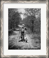 Framed 1950s Boy With Beagle Puppy