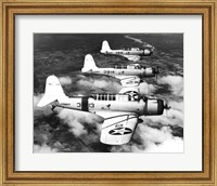 Framed 1940s Three World War II US Navy Dive Bombers Flying