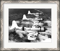 Framed 1940s Three World War II US Navy Dive Bombers Flying