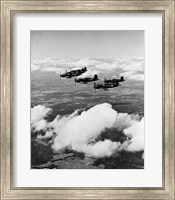 Framed 1940s 6 Navy Corsairs Above The Clouds