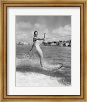 Framed 1950s Smiling Woman In Bathing Suit