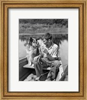 Framed 1930s Boy And Collie Dog
