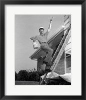 Framed 1960s Man Falling Off Of Ladder