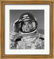 Framed 1960s Portrait Of Saluting Astronaut In Space?