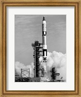 Framed 1960s US GIII Missile Taking Off From Launch Pad