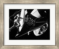 Framed Illustration 1960s Weightless Astronauts Eva