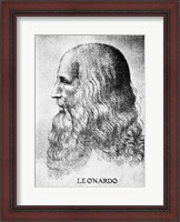 Framed Self Portrait Of Leonardo Da Vinci Circa 1512