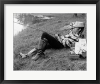 Framed 1970s Man Sleeping Against A Tree