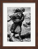 Framed Drawing Of Ancient Middle Eastern Farmer