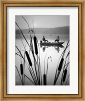 Framed 1980s Two Men Silhouetted Bass Fishing