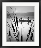 Framed 1980s Two Men Silhouetted Bass Fishing