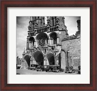 Framed 1930s Laon Cathedral Constructed In 12Th And 13Th