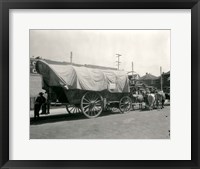 Framed 1920s Ox Drawn Conestoga Covered Wagon