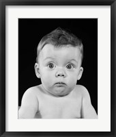 Framed 1950s Wide Eyed Chubby Cheek Baby