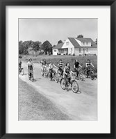 Framed 1950s Group Of  Boys And Girls Riding Bicycles