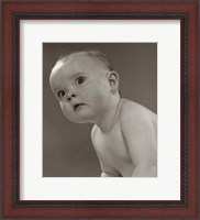 Framed 1950s Portrait Baby Leaning To Side