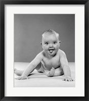 Framed 1950s Portrait Of Baby Sitting