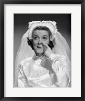 Framed 1950s Bride Scratching Nose