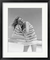 Framed 1950s 1960s Blond Woman Wrapped In Towel Drying Hair