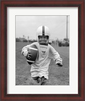 Framed 1950s Boy In Oversized Shirt And Helmet