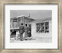 Framed 1950s Family Looking At New Home