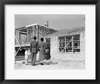 Framed 1950s Family Looking At New Home