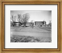 Framed 1920s Rural Farmhouse Farm Barn And Barnyard